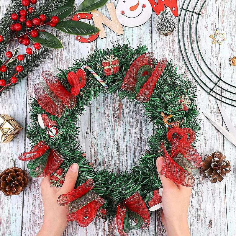 12 Pieces Of 12-inch Steel Wire Garland Frame Christmas Dark Green