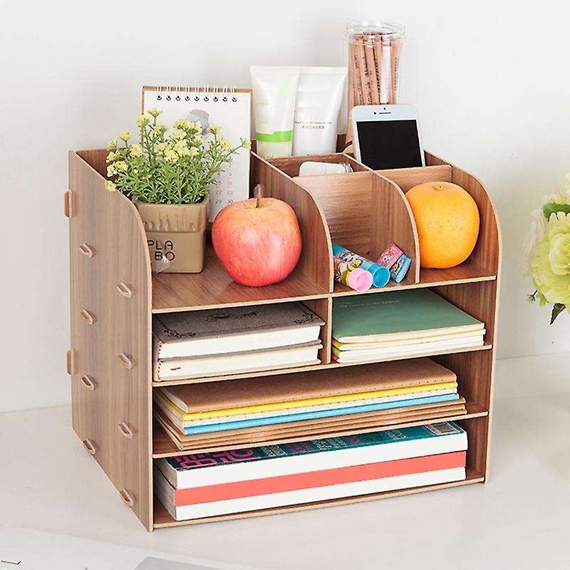 1pcs 4-layers Wood Office Table Organizer Assembled Office Supplies E