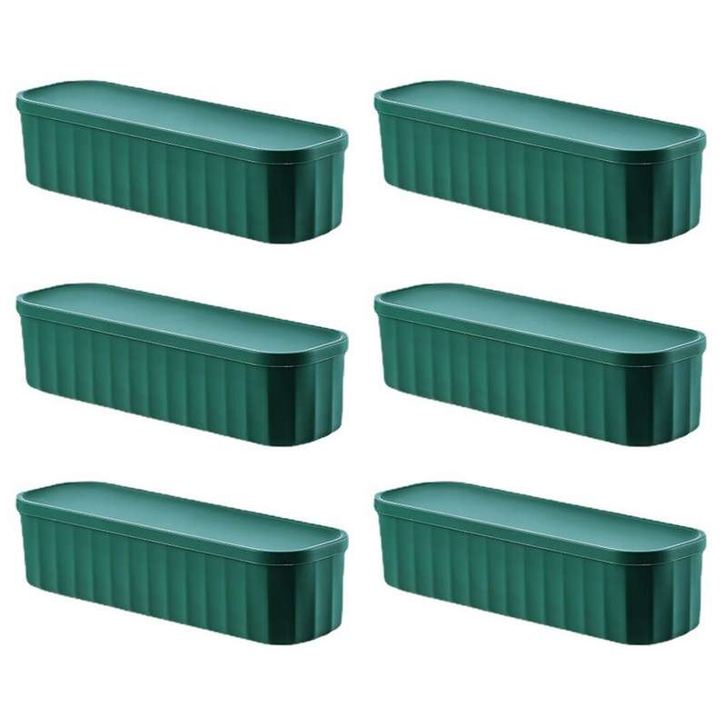 6 Storage Case Drawer Organizers with Cover for Handkerchiefs Green