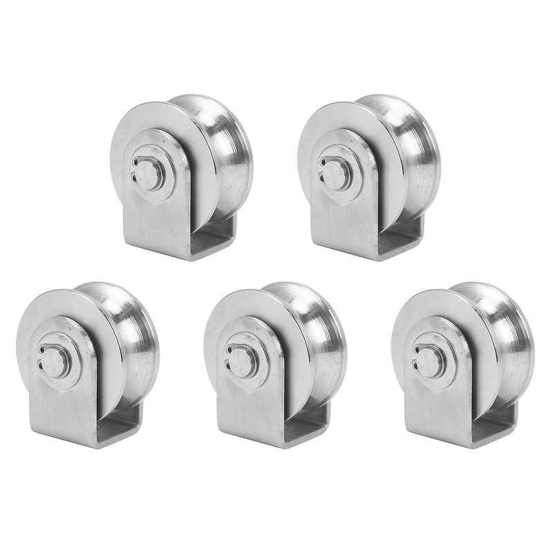 5x 2 Inch Roller Wheel Bearings U Groove Pulley for Material Handling