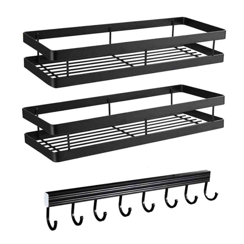 Spice Rack Wall without Drilling with Rail Hook for Kitchen Bathroom