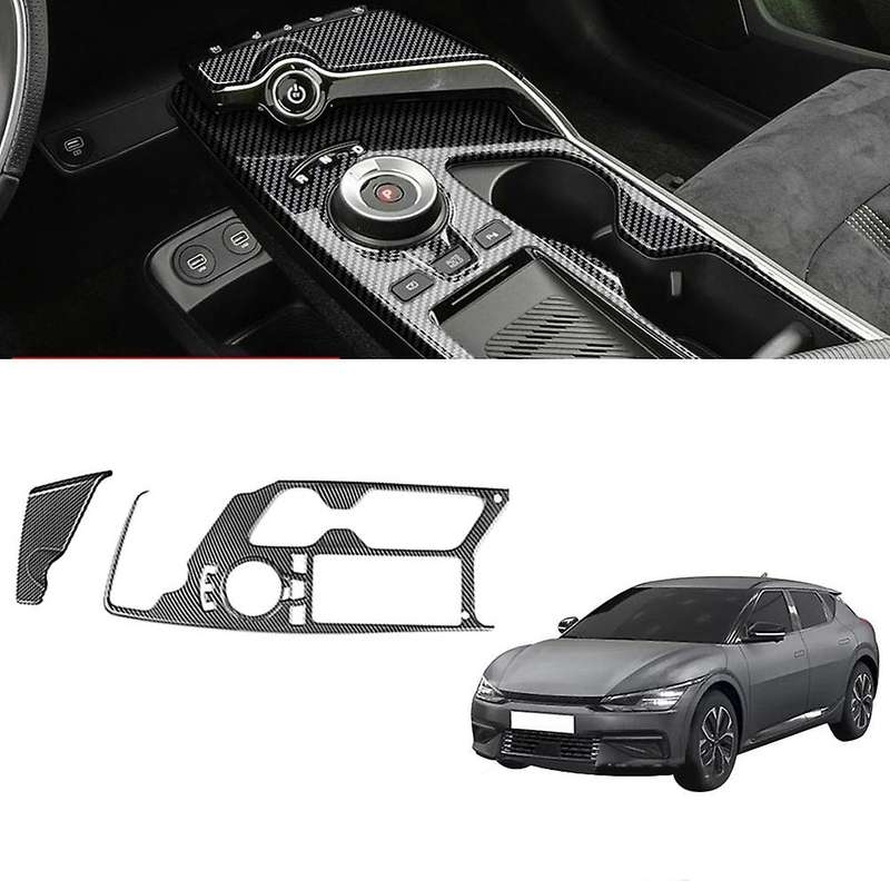 2pcs Car Carbon Fiber Center Console Gear Shift Panel for Kia Ev6 Lhd