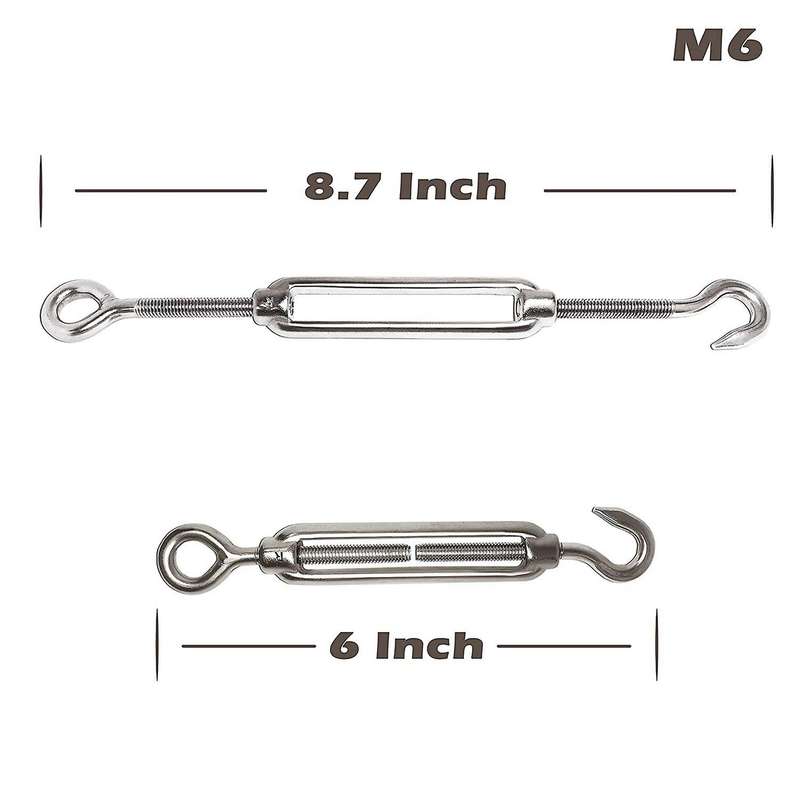 2x 304 Stainless Steel Turnbuckle M6 Wire Rope Tension Tensioner