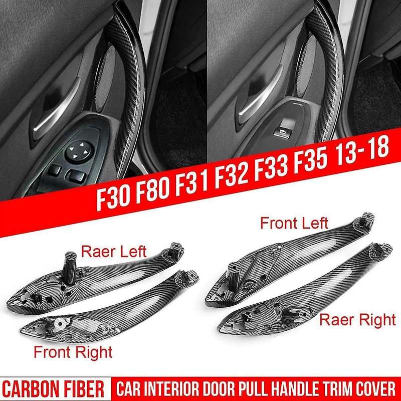 Inner Doors Handle Pull Trim for Bmw F30 F80 F31 13-18 Carbon Black
