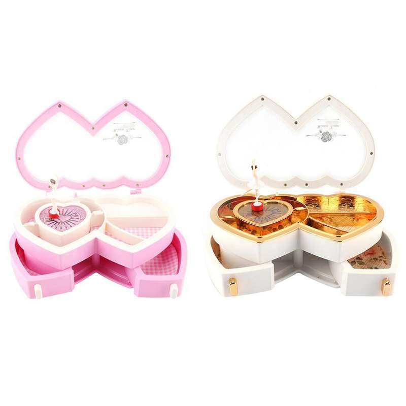 Ballerina Musical Jewelry Box Storage Case for Children Gifts White