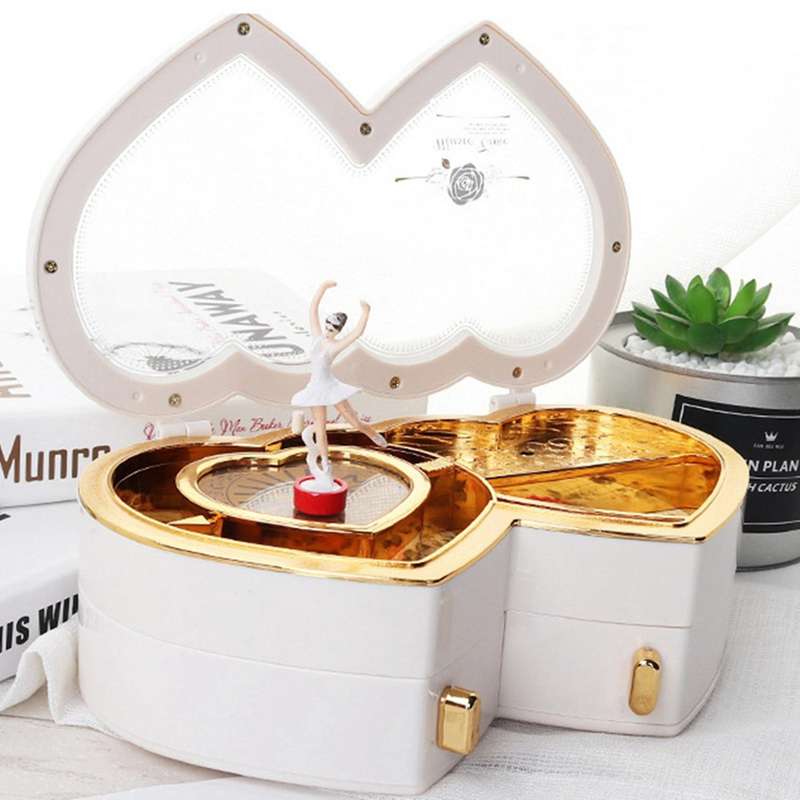 Ballerina Musical Jewelry Box Storage Case for Children Gifts White