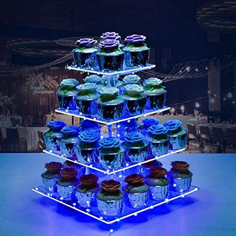 4 Tier Cupcake Stand Acrylic Stand with Led Light (warm Light)