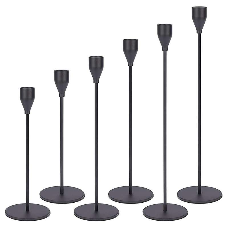 6-piece Candle Holder Suitable for Cone Candles Suitable Black