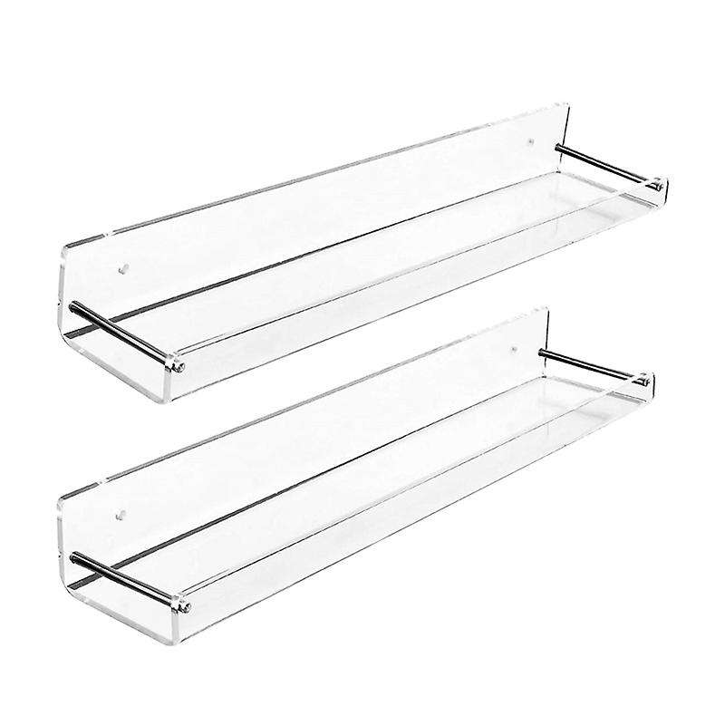 4pcs Wall Mount Clear Acrylic Floating Shelf Shelves Bath Living Room