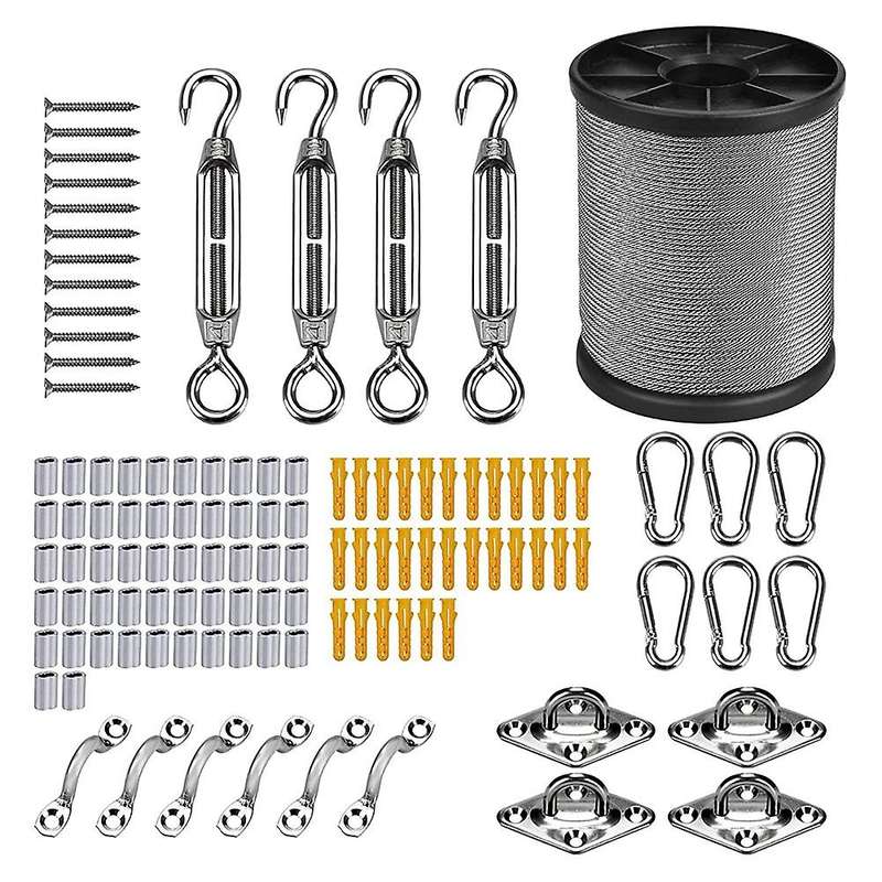 Wire Rope Kit, 164ft Length Wire Cable,1/16 Inch Coated Wire Rope Kit