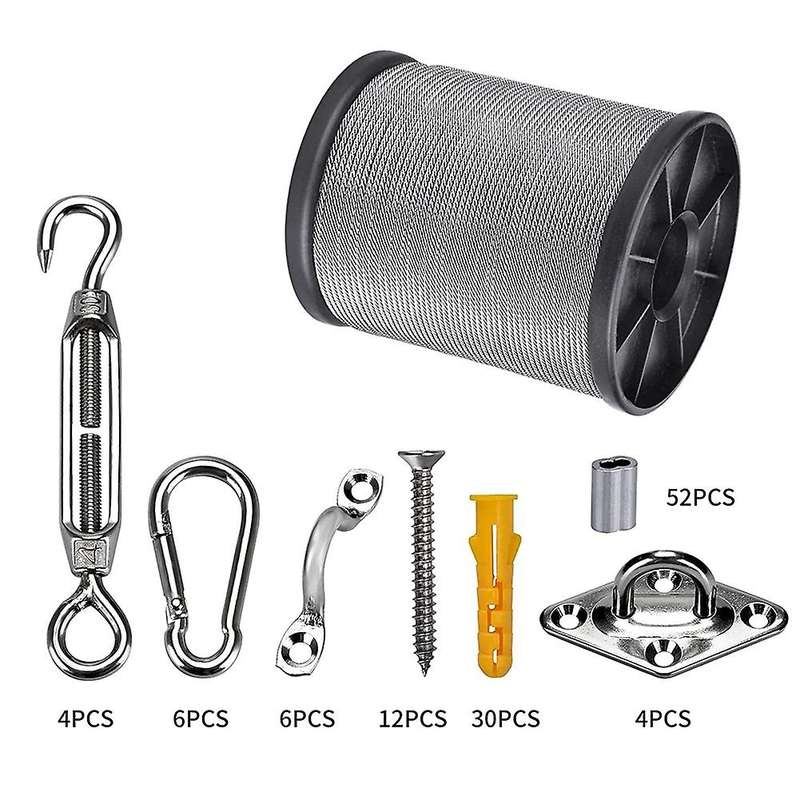 Wire Rope Kit, 164ft Length Wire Cable,1/16 Inch Coated Wire Rope Kit