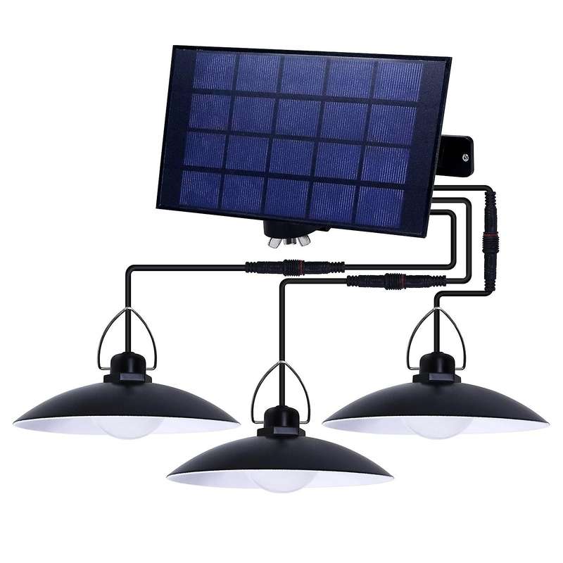 Solar Light Portable Camping Lamp Outdoor Three Heads Cold White 25w