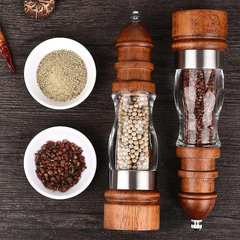 3pcs Wooden Salt and Pepper Grinder Set Adjustable Coarseness
