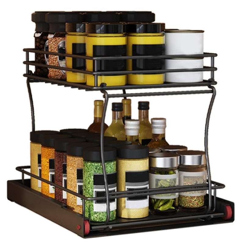 2 Tier Metal Under Sink Shelf Organizer Rack for Kitchen