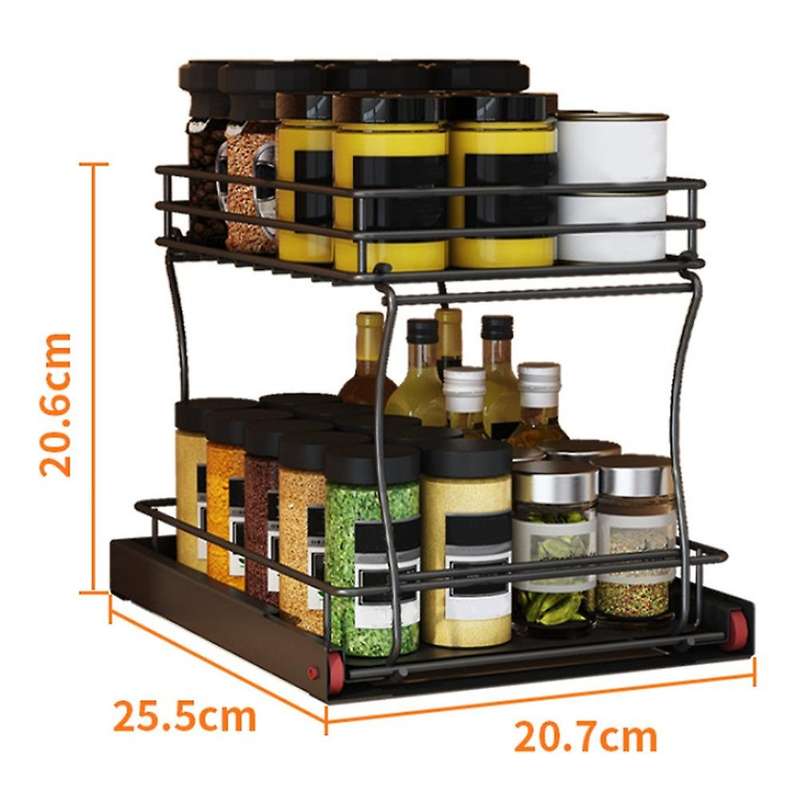 2 Tier Metal Under Sink Shelf Organizer Rack for Kitchen