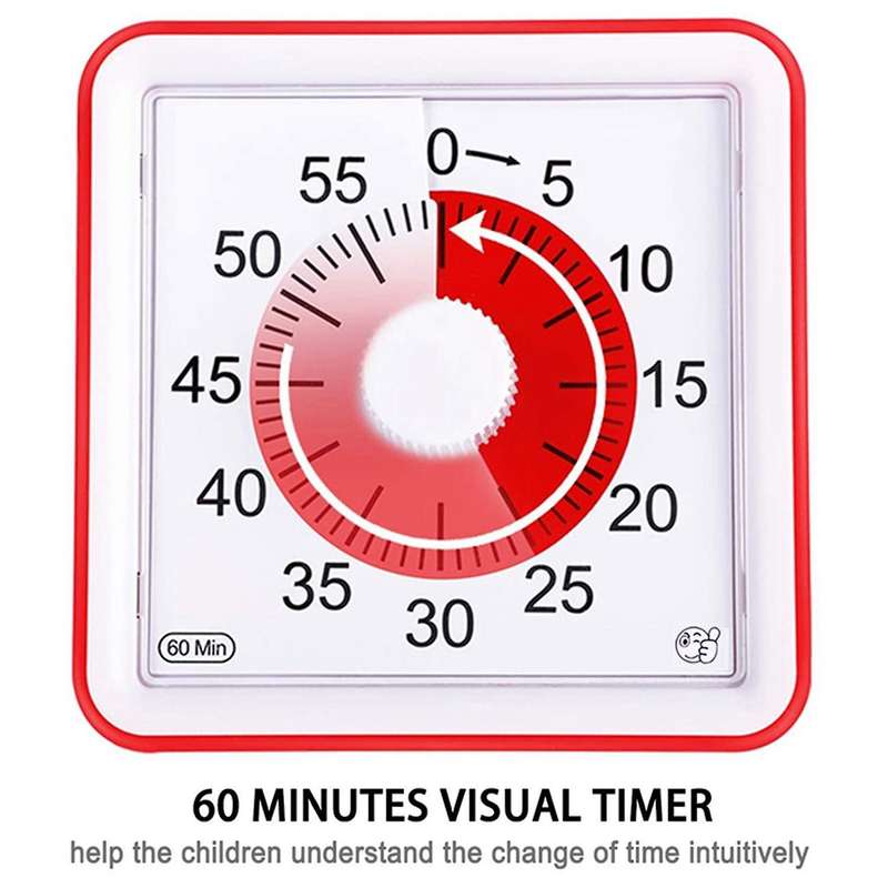 60 Minute Kids Timer,3 Inch Silent Visual Analog Timer for Kids,red
