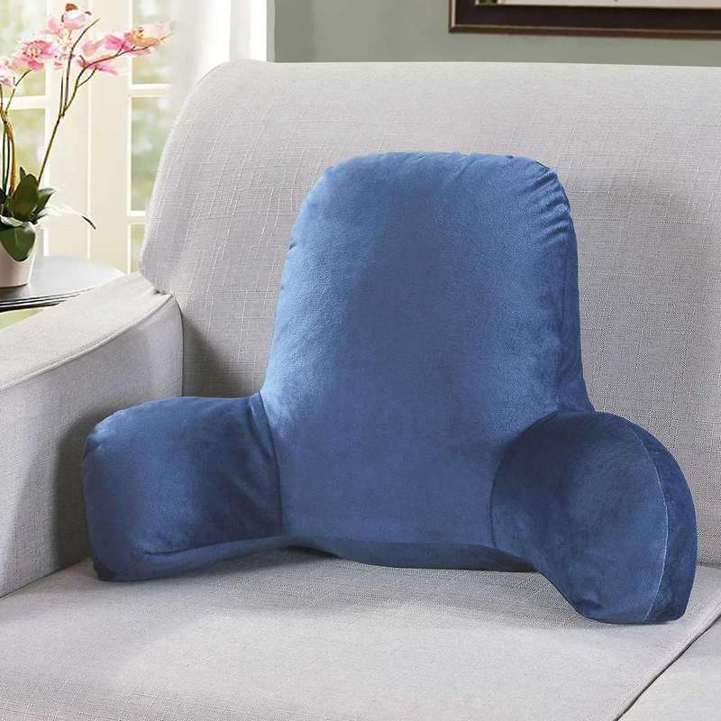 Pillow Back Bed with Armrest Support Bed Reading Waist Pad(deep Blue)