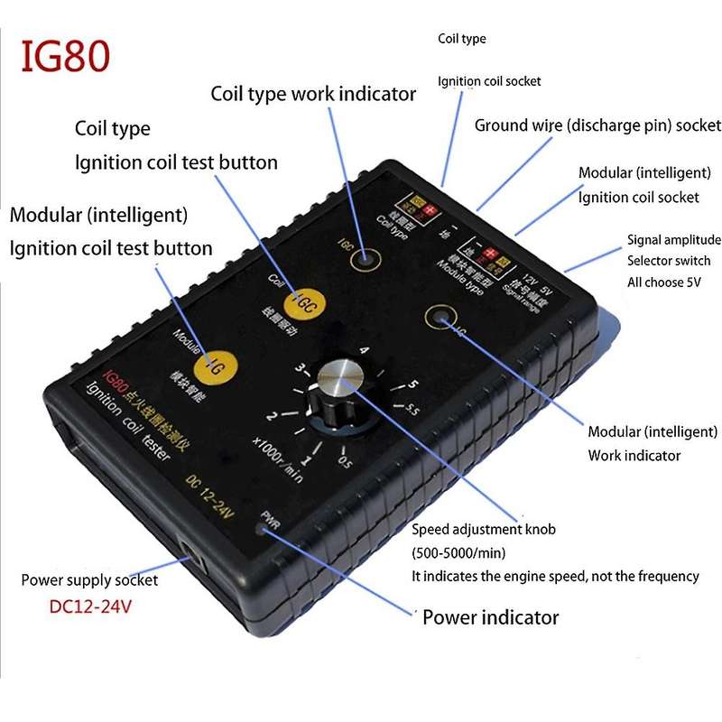Automobile Ig80 Ignition Coil Tester 24v 12v Coil Ignition Testing