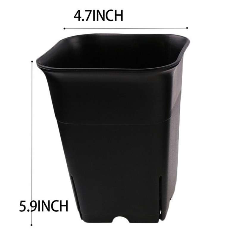 12pcs-pack Black Square Plastic Succulent Plant Pot