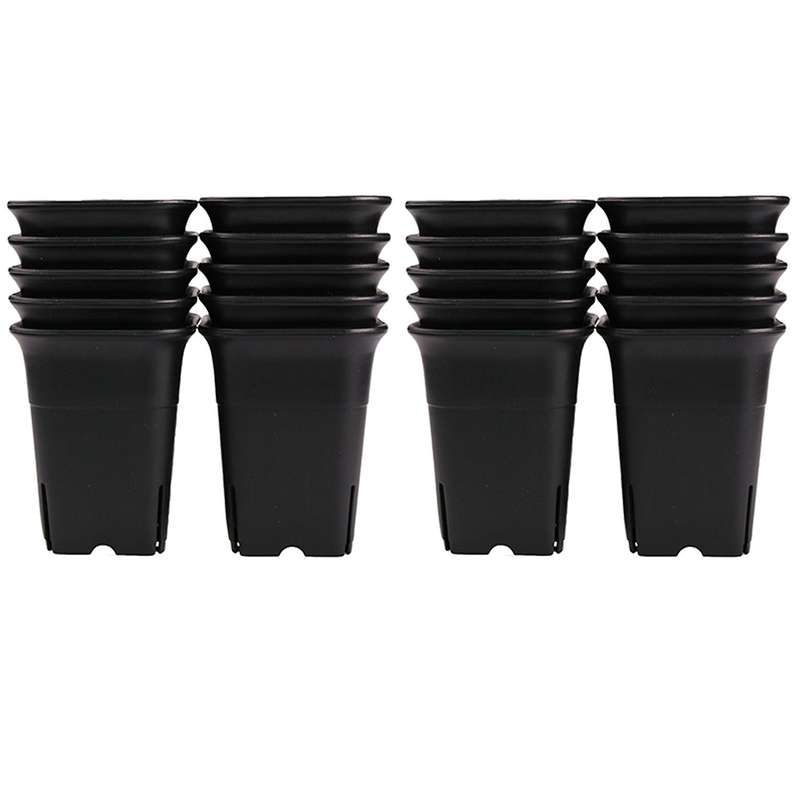 12pcs-pack Black Square Plastic Succulent Plant Pot
