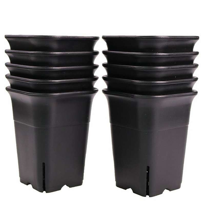 12pcs-pack Black Square Plastic Succulent Plant Pot
