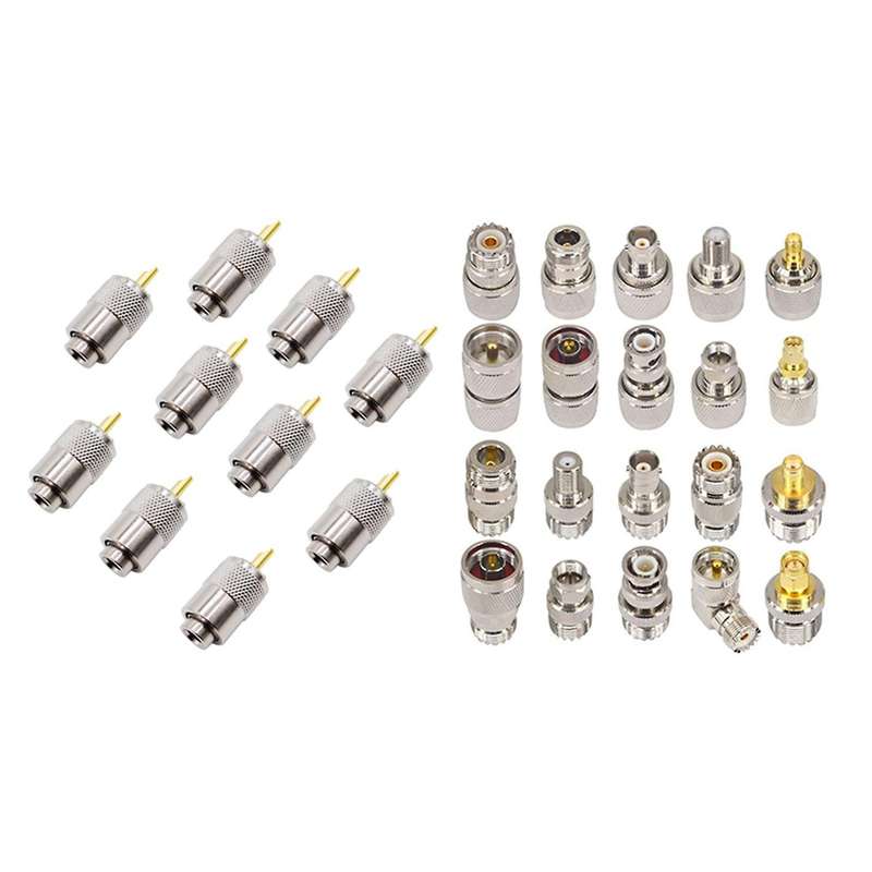 10pcs Rf Connector Uhf Male Connector Rg8 Rg58 Cable Lug Antenna