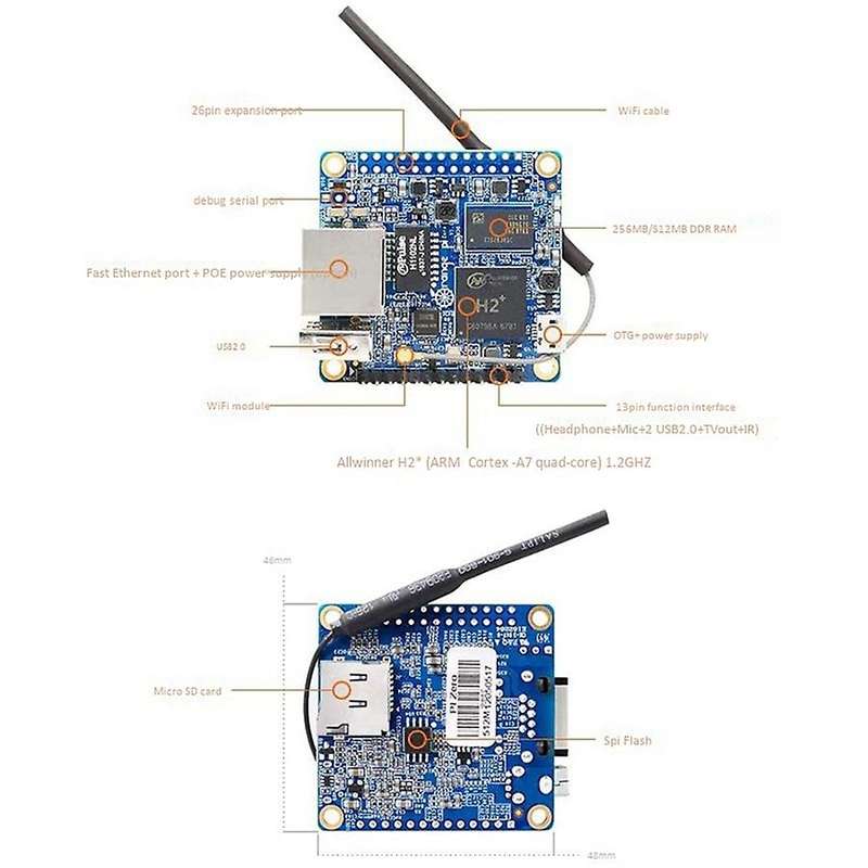 For Orange Pi Zero Lts 512mb H2+ Quad Core Source Development Board