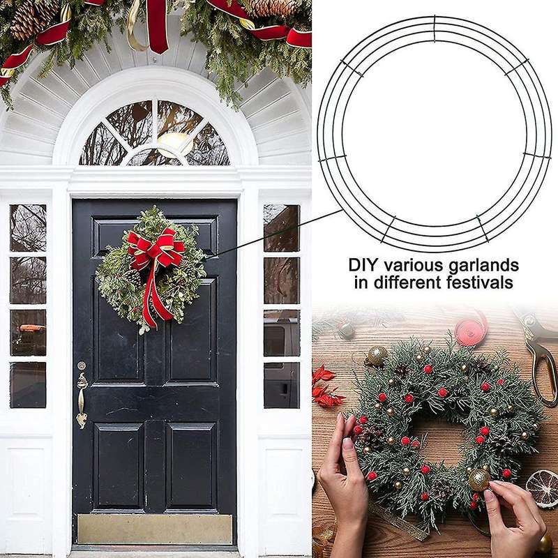 12 Pieces Of 14-inch Steel Wire Garland Frame Christmas Dark Green