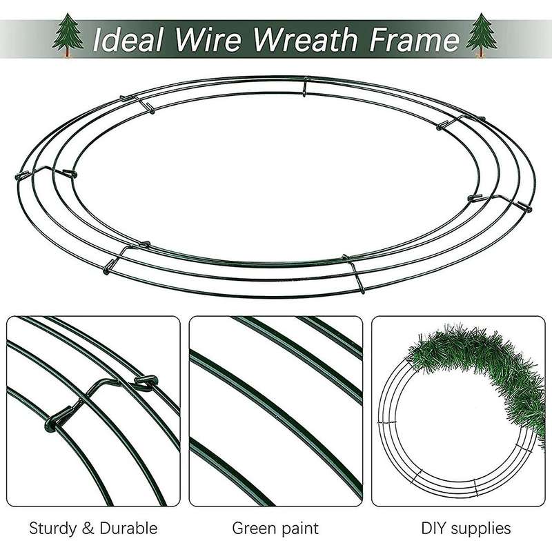 12 Pieces Of 14-inch Steel Wire Garland Frame Christmas Dark Green