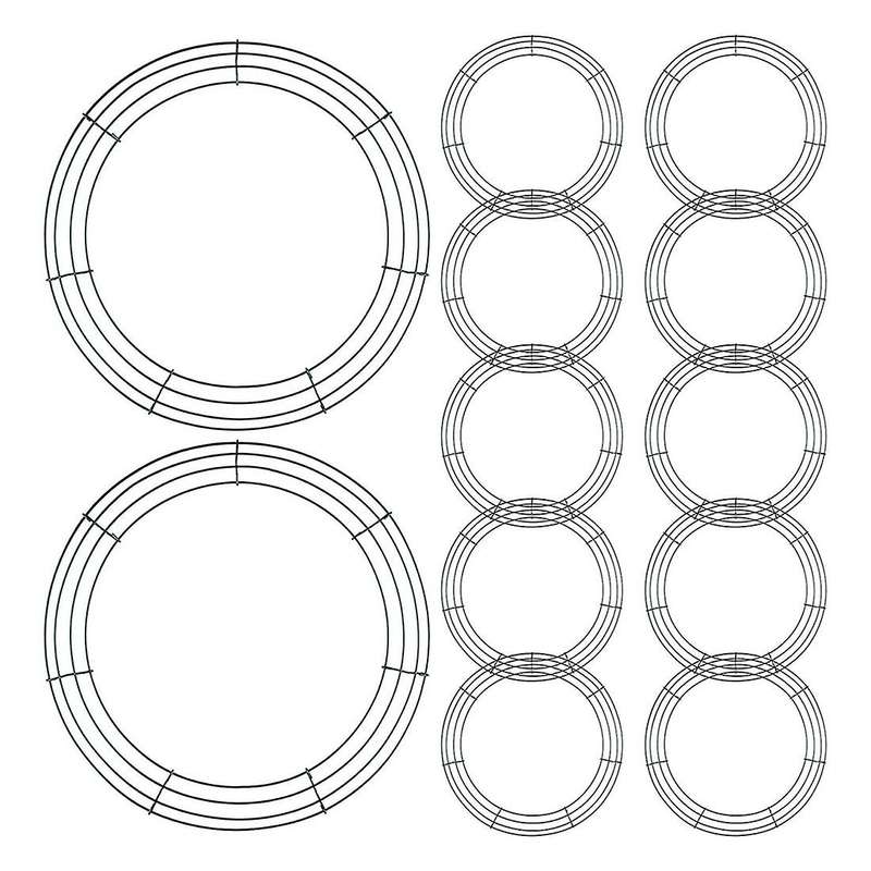 12 Pieces Of 14-inch Steel Wire Garland Frame Christmas Dark Green