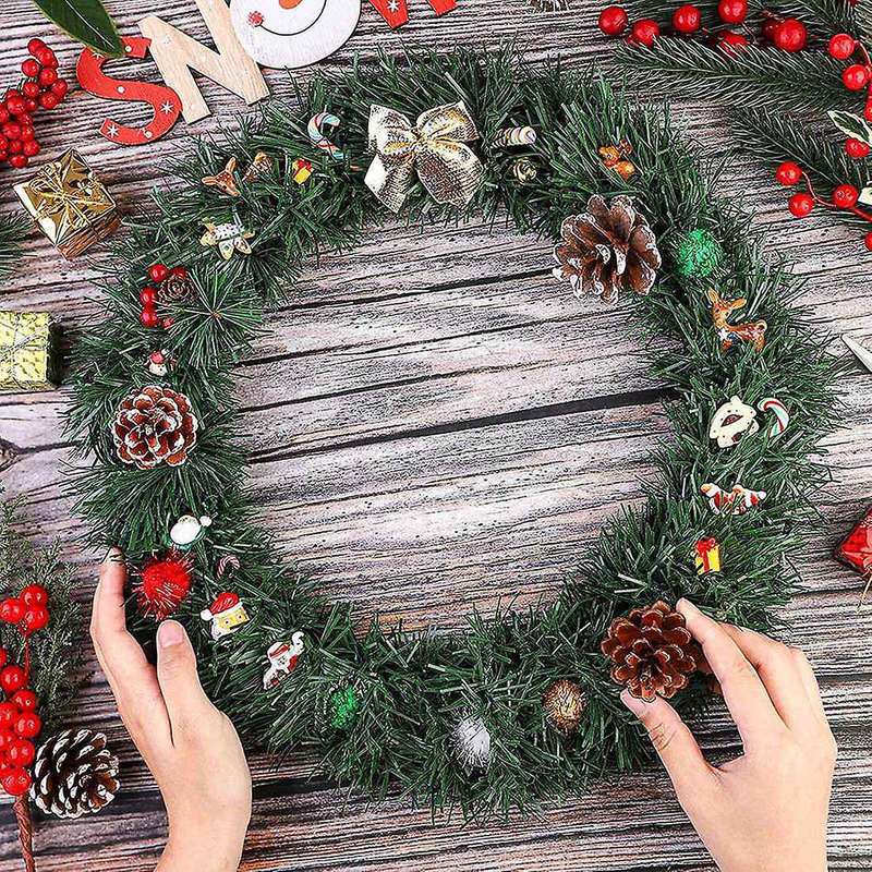 12 Pieces Of 14-inch Steel Wire Garland Frame Christmas Dark Green