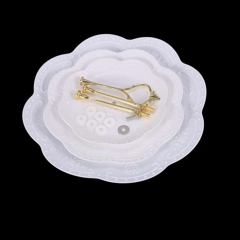 2pcs 3 Tier White Square&round Cake Stand,dessert Cookie Candy