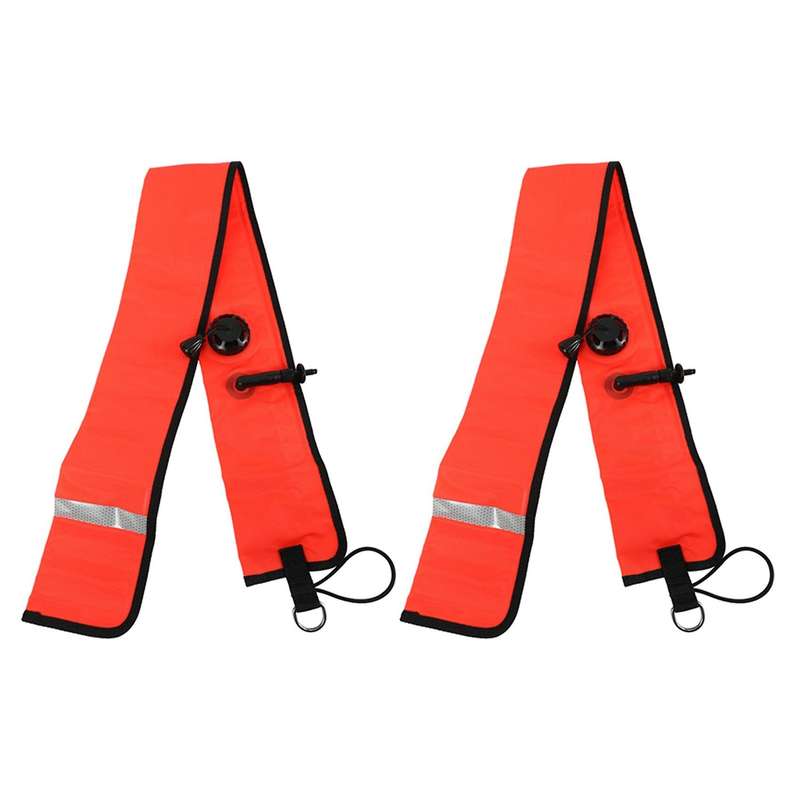 2x 1m Scuba Diving Inflatable Float Signal Tube Sausage,red