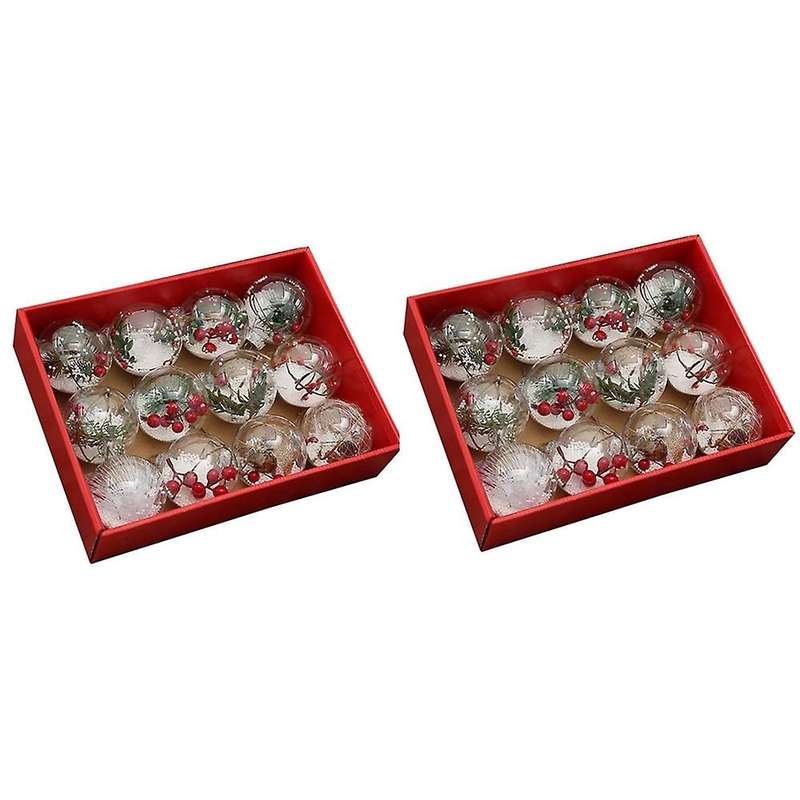 24x Christmas Ball Decor Transparent Globe Hanging Ball Decoration