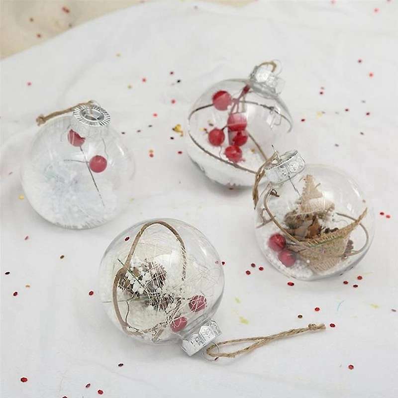 24x Christmas Ball Decor Transparent Globe Hanging Ball Decoration