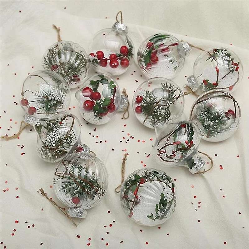 24x Christmas Ball Decor Transparent Globe Hanging Ball Decoration