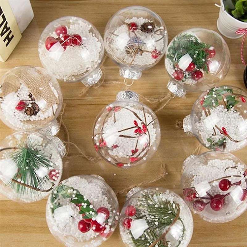 24x Christmas Ball Decor Transparent Globe Hanging Ball Decoration
