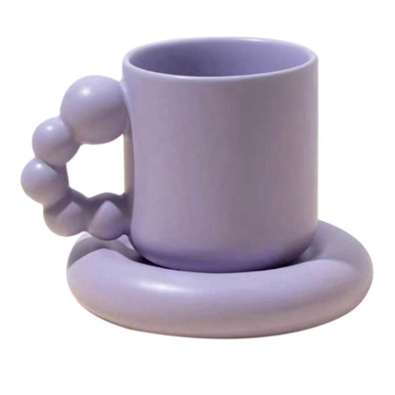 Fashion Ceramic Creative Coffee Cup with Tray Home Decor Purple