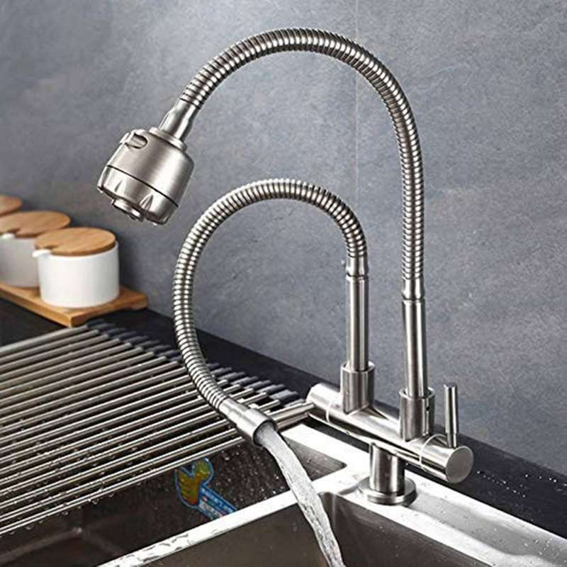 Rotatable Anti-splash Kitchen Faucet Universal Tube Double Pipe