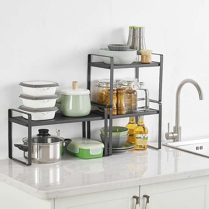 Kitchen Countertop Layered Shelf Cabinet Rack Inner Compartment C