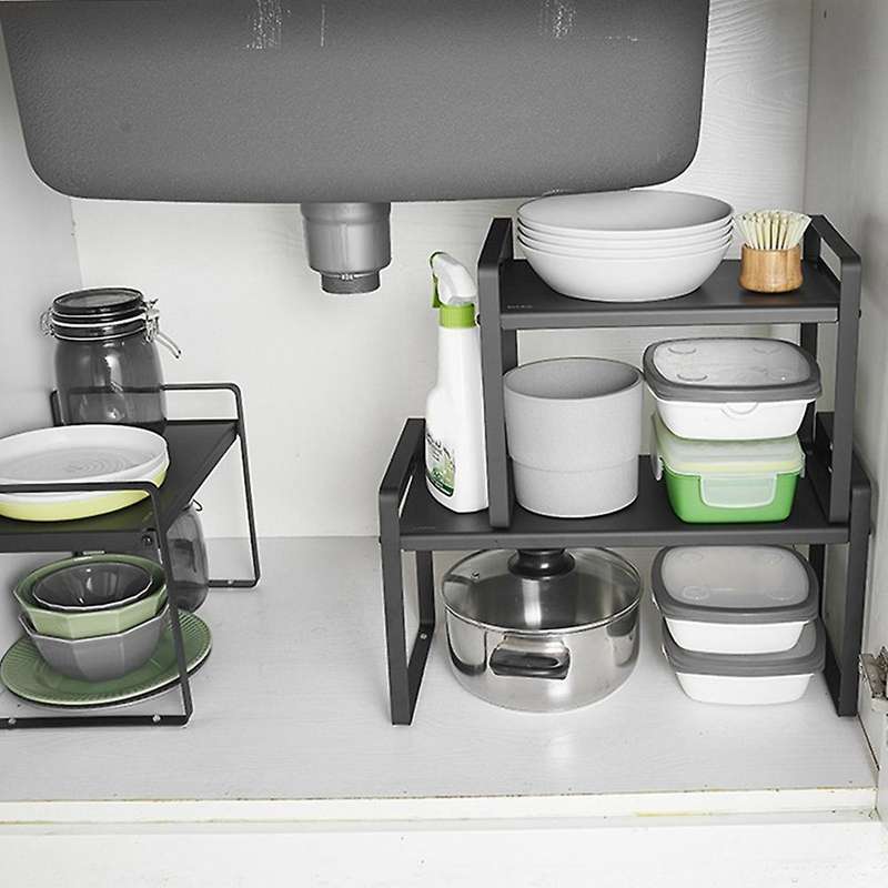 Kitchen Countertop Layered Shelf Cabinet Rack Inner Compartment C