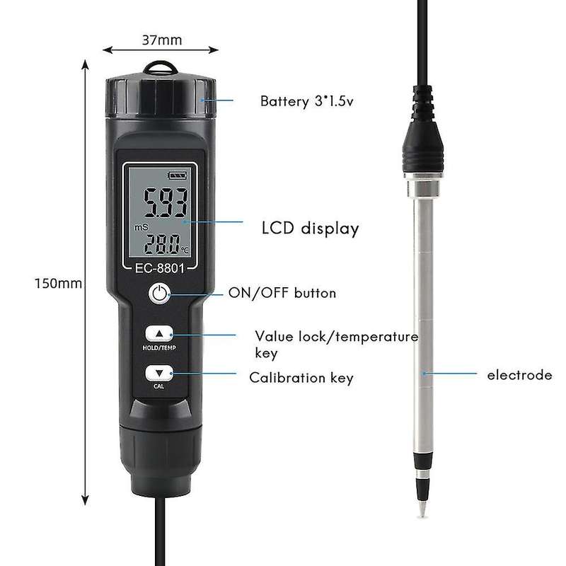 Soil Ec Tester Tools Potted Plants Gardening Agriculture No Backlight