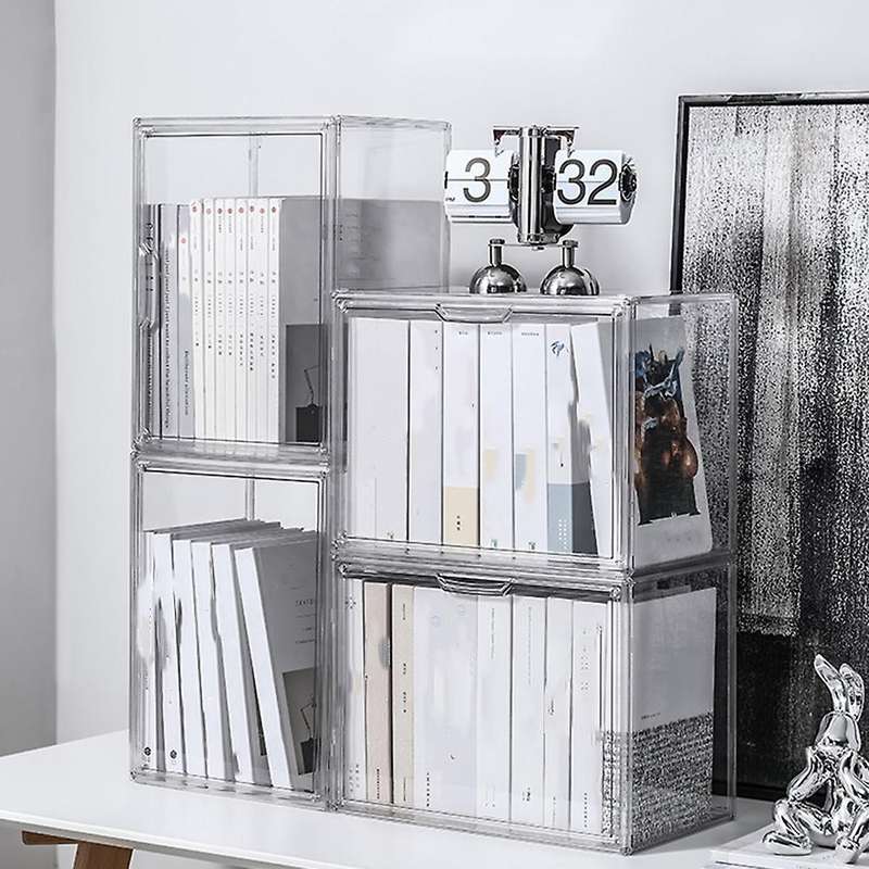 Transparent Desktop Book Organizer Plastic Bookshelf Display Case
