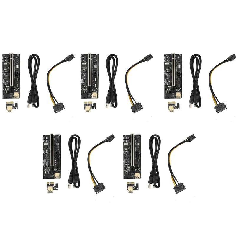 8x 16x Extender Pcie Riser Adapter Card Sata 6pin Power Black(5set)