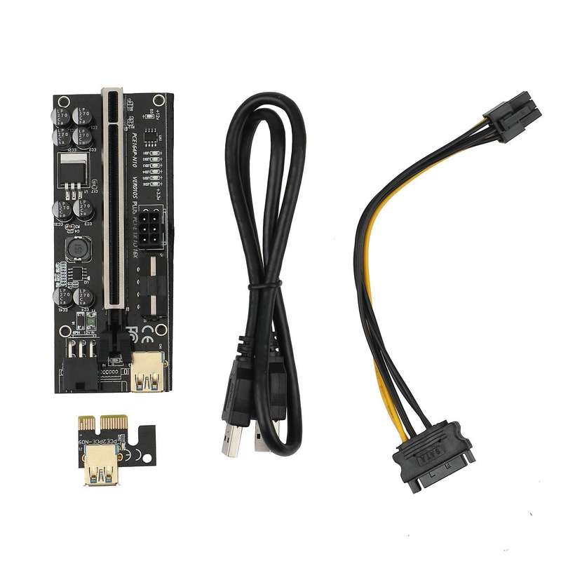 8x 16x Extender Pcie Riser Adapter Card Sata 6pin Power Black(5set)