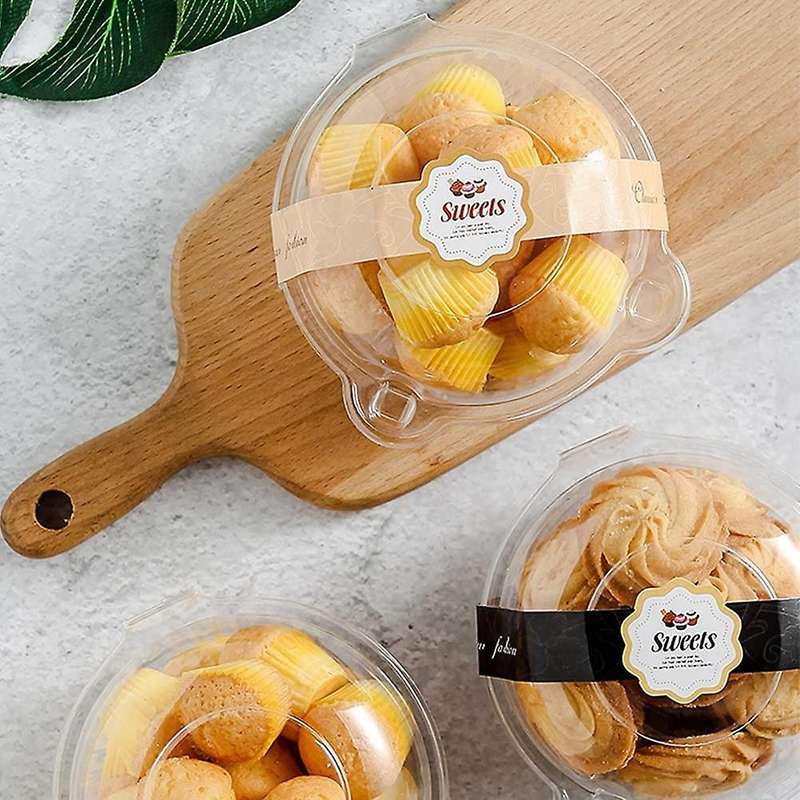 200pcs Disposable Transparent Round Baking Packaging West Point Box