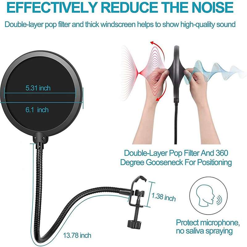 Adjustable Suspension Boom Scissors Mic Holder with Microphone Clip
