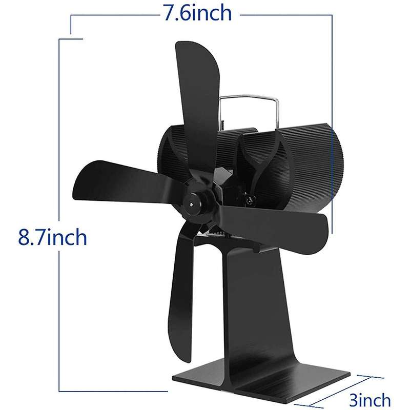 4 Blades Heat Powered Stove Fan Fireplace Fan Heat Powered Fan B
