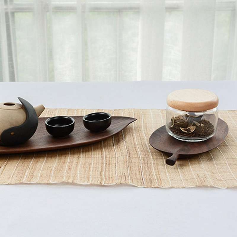 Wooden Leaf Tray for Tea Set for Hotel Black Walnut Leaves Plate -b