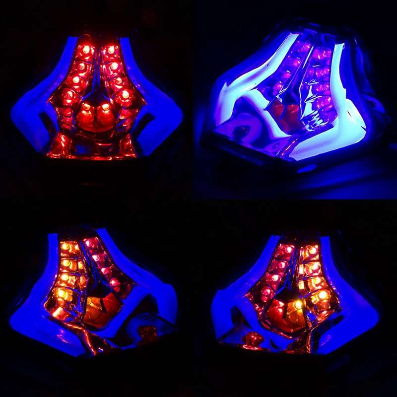 Motorcycle Rear Led Tail Light Blue Light Brake Turn Signals Lamp